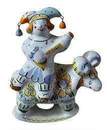 Russian Jester Riding Ram Ceramic Figurine (DR)