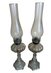 Glass Oil Lamp Pair (DR)