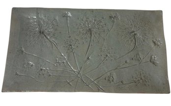 Original Signed Green Floral Pottery Tray (LR)