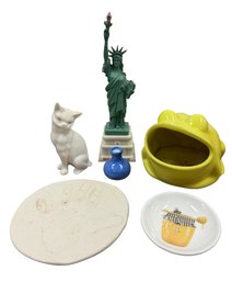 Frog Soap Dish, Porcelain Cat, Pottery & Assorted Decor