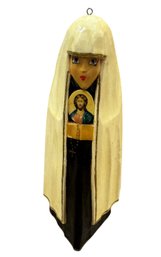 Carved Wooden Russian Icon Praying Figurine