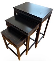 Black Lacquer Wooden Nesting Tables 3pc (DR)