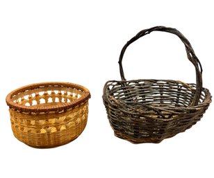 Woven Wicker Basket Pair