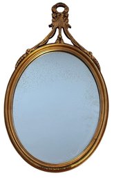 Gilt Wood Framed Louis XVI Style Oval Wall Mirror (DR)