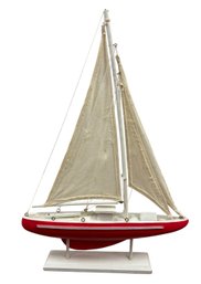Red Wooden Pond Boat Sailing Ship Model