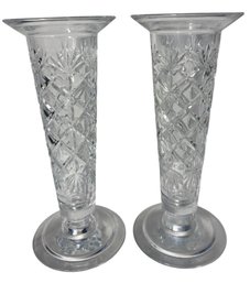 Towle Crystal Glass Vase & Turnover Candle Holder Pair (DR)