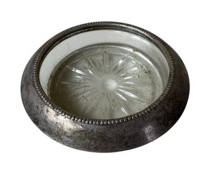Sterling Silver Rimmed Glass Coaster By Frank M Whiting (DR)