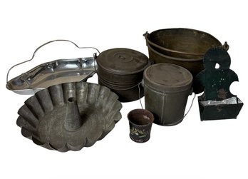 Cake Mold, Buckets & Assorted Metalwares (DR)