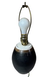 Brown Glazed Pottery Table Lamp Works! (DR)