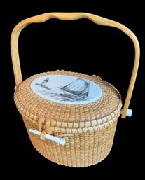 Nantucket Scrimshaw Handmade Basket