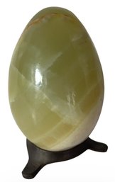 Natural Green Onyx Decorative Egg On Stand (DR)
