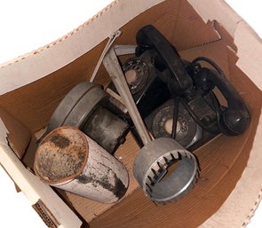 Box Of Rotary Telephones & Assorted Other Items (GA)