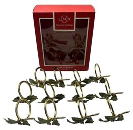 Lenox Holiday Green Leaf Napkin Rings In Original Box 12pc (DR)