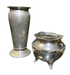 Wallace Bros Silver Quadruple Plated Bowl & Marragansett Quaker Pewter Vase (B)