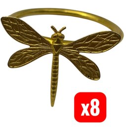 Gold Tone Dragonfly Napkin Ring 8pc (DR)