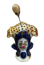 Victorian Cobalt Gilded Porcelain Hatpin Holder