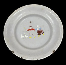 1920s German Childs Metal Enameled Plate