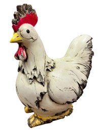White Rooster Outdoor Garden Statue