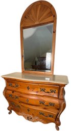 Tan Marble Topped Solid Wooden 3 Tier Dresser With Mirror *Alternate Pickup Salem*