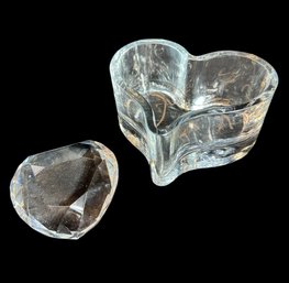 Rosenthal Heart Glass Paperweight & Heart Glass Dish