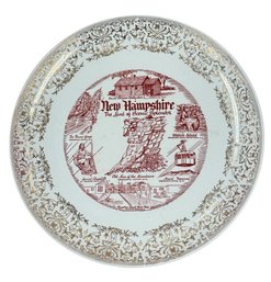 New Hampshire Old Man Of The Mountain Decorative Gilded Plate