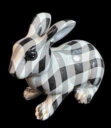 Black & White Plaid Bunny Rabbit Figurine
