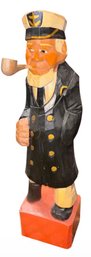 Big Hand Painted & Carved Wooden Peg Leg Sea Captain Figurine (BE)