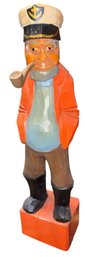 Big Hand Painted & Carved Wooden Sea Captain Figurine (BE)