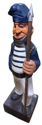 Large Hand Painted & Carved Wooden Whaler Figurine (BE)