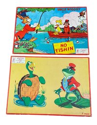 MCM Uncle Wiggily, Turtle & Frog Childrens Puzzles 2pc