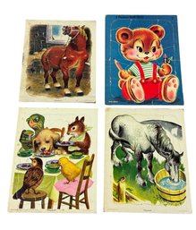 MCM Childrens Puzzles 4pc Teddy Bear, Horses, Animal Tea Party