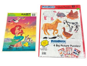1990s Little Mermaid & Farm Animal Childrens Puzzle Pair