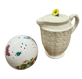 Japanese MaruhonWare Floral Pitcher & Butterfly Potpourri Ball