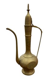 Indian Etched Brass Surahi Mughal Aftaba Coffee Pot