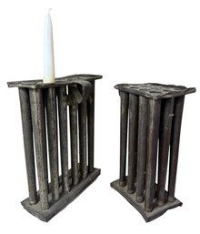 Farmhouse Tin Tube Taper Candle Holders (DR)