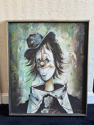Original Art Smiling Clown Painting Artist Signed Hornas (SBR)