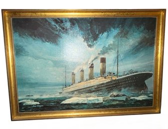 Chris Mayger (1919-1994) The Titanic Maiden Voyage Framed Art Print On Canvas (BS)