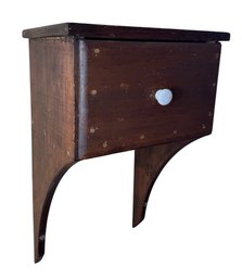 Antique Wall Mounted Wooden One Drawer Shelf (BR)