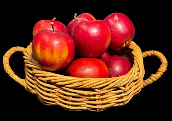 Handled Wicker Basket Of Apples Centerpiece Display (B)