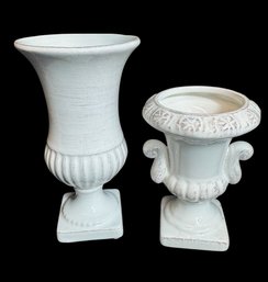 Pedestal Urn Style Pair Of Ceramic Vases