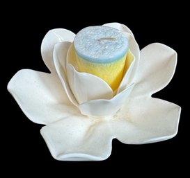 Twos Company White Lotus Flower Votive Candle Holder