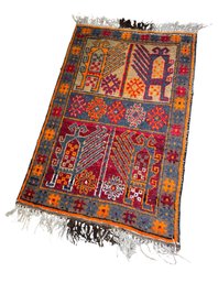 Orange Colorful Small Woven Floor Rug (BR)