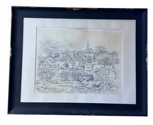 James F. Murray Marblehead From Crocker Park Framed Pencil Sketch Art Print (BR)