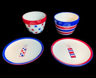 Tag Patriotic Firework Bowls & Plates 4pc Set