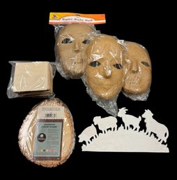 Paper Mache Masks & Wooden Crafting Supplies (B)