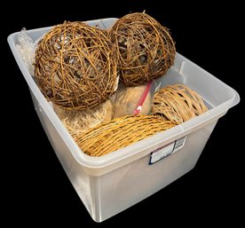 Bin Full Of Wicker Accent Balls, Bowls & Crafting Supplies (B)