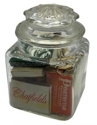 Glass Jar Full Of Restaurant Match Books 15pc  (K)