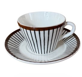 Gustavsberg Swedish Black & White Striped Teacup & Saucer (DR)