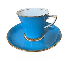 Copelands Grosvenor Gilded Blue Teacup & Saucer (DR)