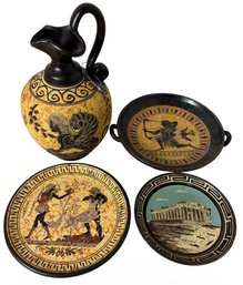 Greek Pottery And Copper Decor 4pc (BR1)